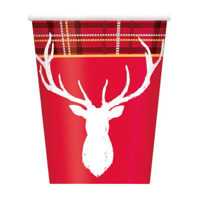 Plaid Deer Christmas 9 oz Hot/Cold Cups