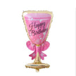 Happy birthday pink wine glass foil balloon